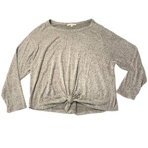 Antistar Gray Heather Gray Casual Front Tie Oversized Top Size Medium